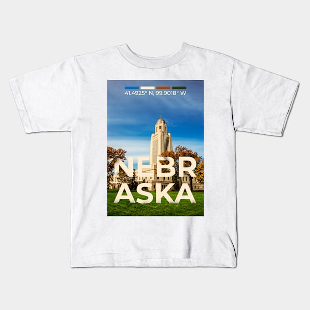 Nebraska Travel Poster Kids T-Shirt by mardavemardave